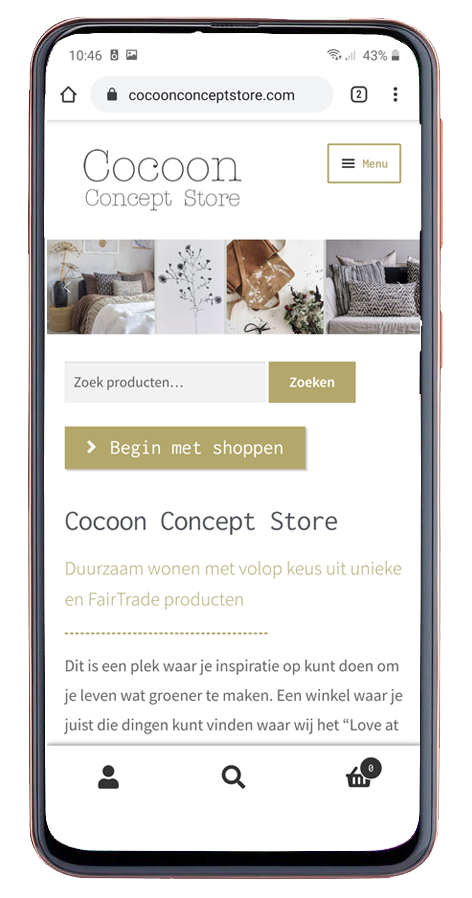 Webshop Mobiel Design Cocoon Concept Store