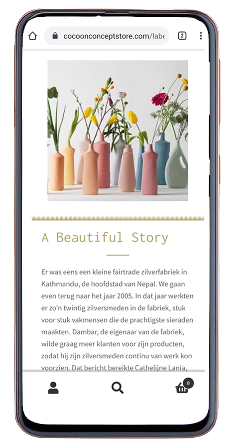 Webshop Mobiel Design Cocoon Concept Store