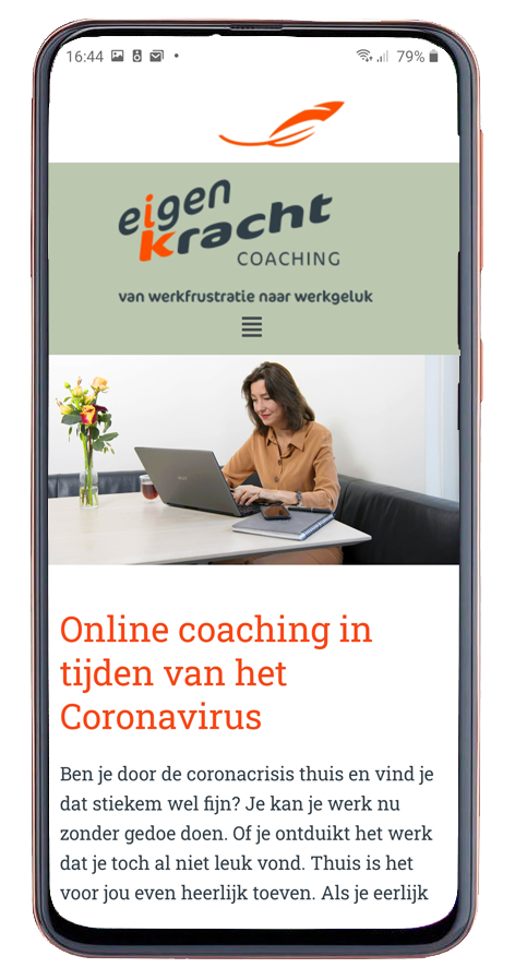 Mobiel website ontwerp voor Eigen kracht coaching