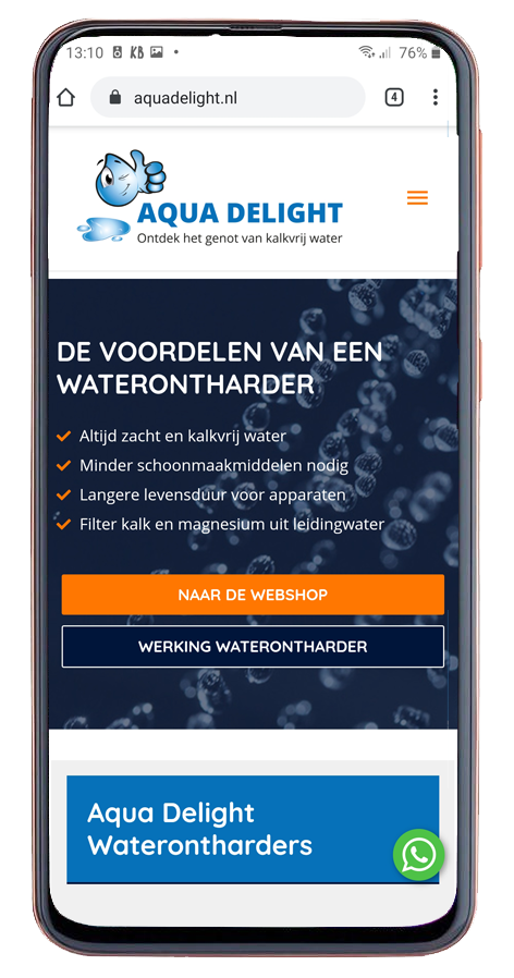 Responsive website voor Aqua Delight waterontharders